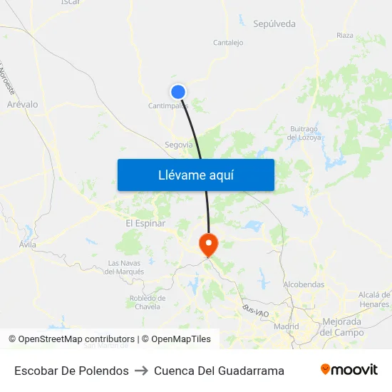 Escobar De Polendos to Cuenca Del Guadarrama map