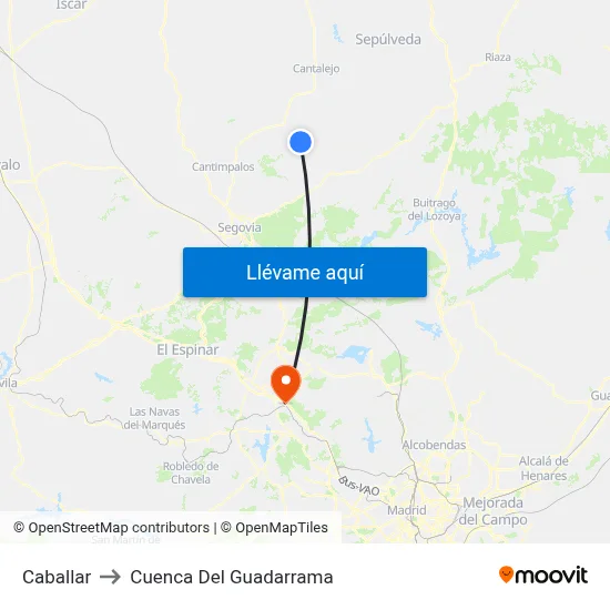 Caballar to Cuenca Del Guadarrama map