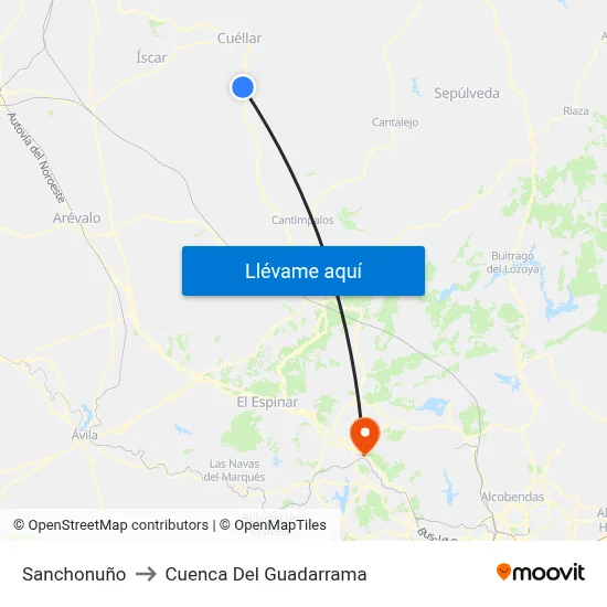 Sanchonuño to Cuenca Del Guadarrama map