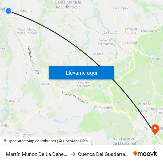 Martín Muñoz De La Dehesa to Cuenca Del Guadarrama map