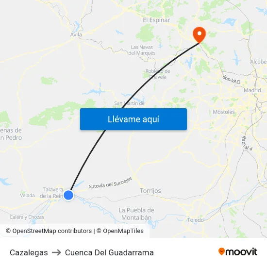Cazalegas to Cuenca Del Guadarrama map