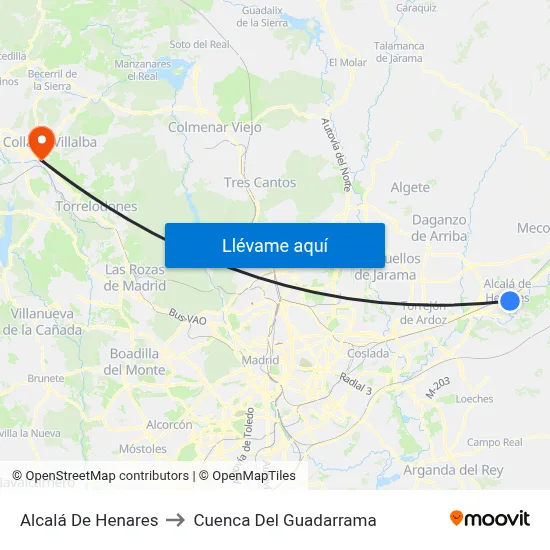Alcalá De Henares to Cuenca Del Guadarrama map