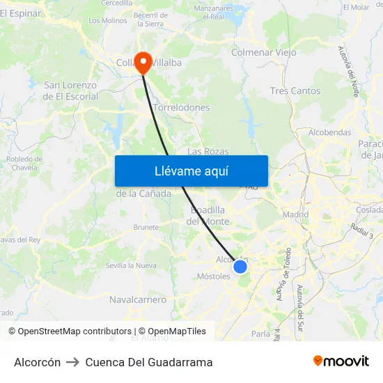 Alcorcón to Cuenca Del Guadarrama map