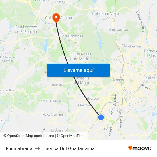 Fuenlabrada to Cuenca Del Guadarrama map