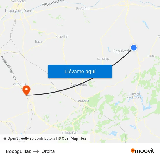 Boceguillas to Orbita map