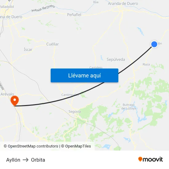 Ayllón to Orbita map
