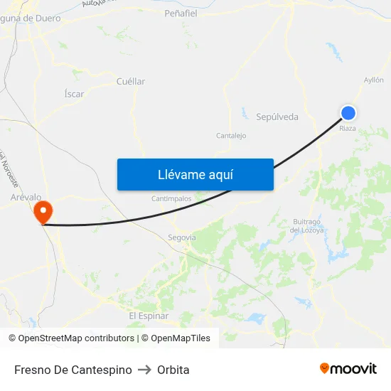 Fresno De Cantespino to Orbita map