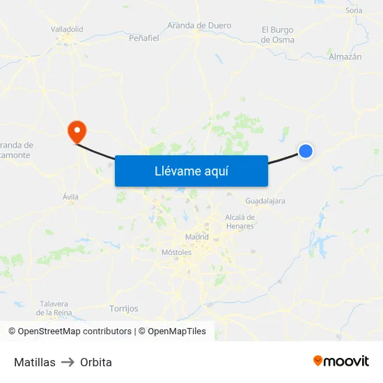 Matillas to Orbita map