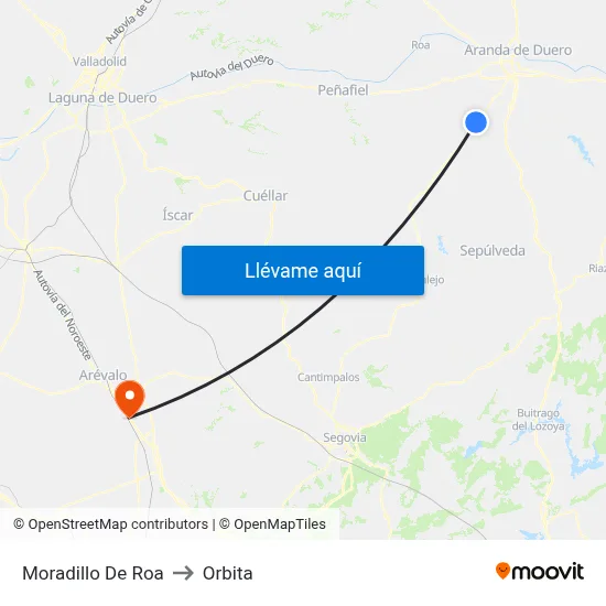 Moradillo De Roa to Orbita map