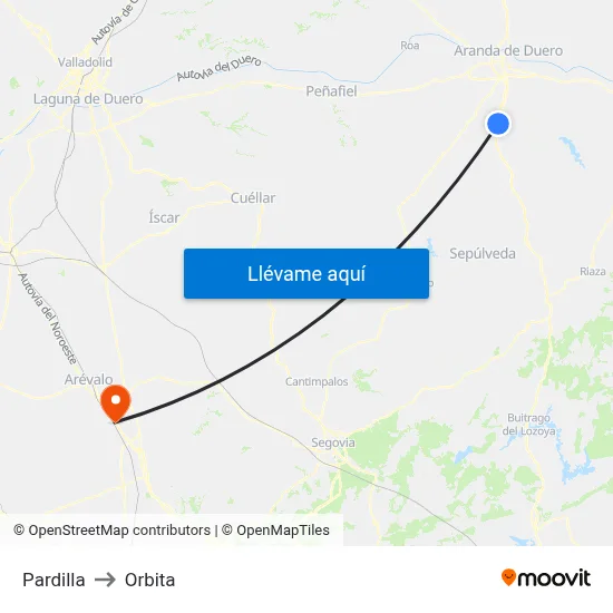 Pardilla to Orbita map