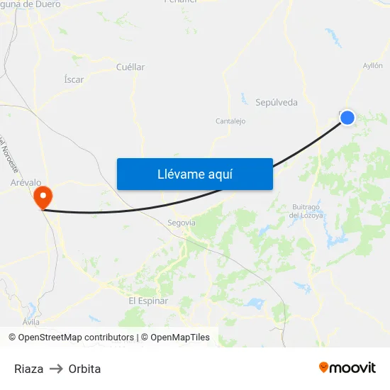 Riaza to Orbita map