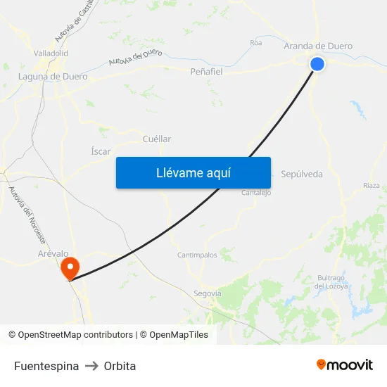 Fuentespina to Orbita map