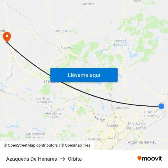 Azuqueca De Henares to Orbita map