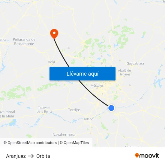 Aranjuez to Orbita map