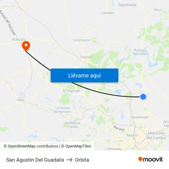 San Agustín Del Guadalix to Orbita map