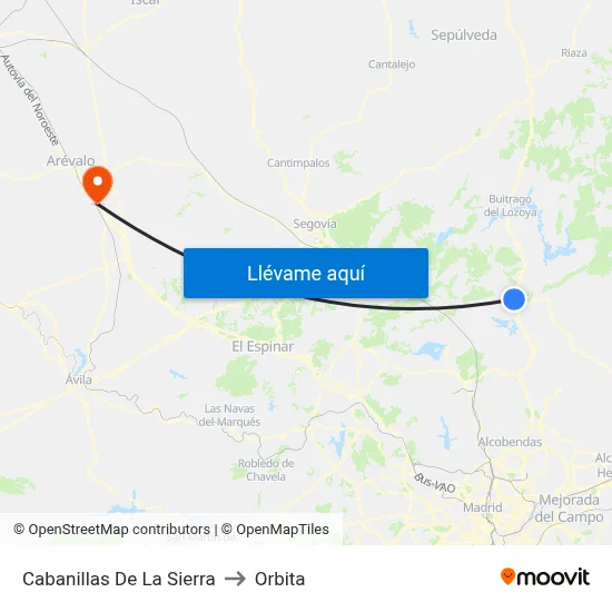 Cabanillas De La Sierra to Orbita map