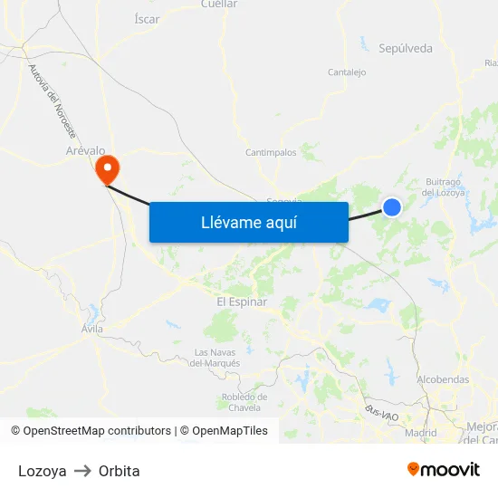 Lozoya to Orbita map