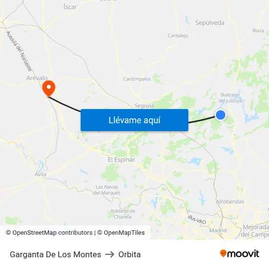 Garganta De Los Montes to Orbita map