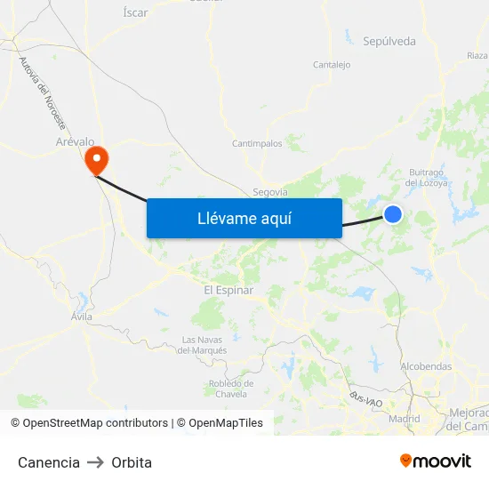 Canencia to Orbita map