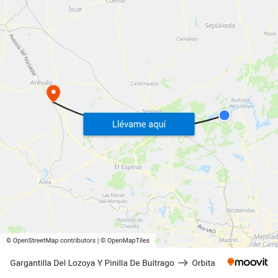 Gargantilla Del Lozoya Y Pinilla De Buitrago to Orbita map
