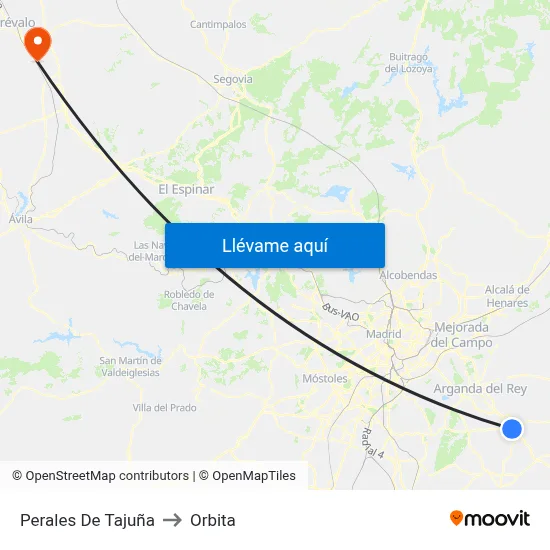 Perales De Tajuña to Orbita map