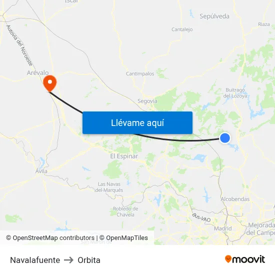 Navalafuente to Orbita map