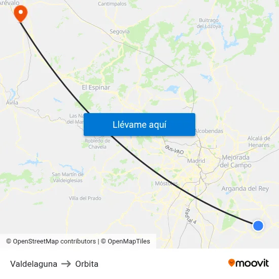 Valdelaguna to Orbita map