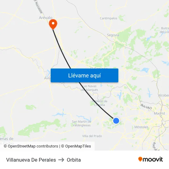 Villanueva De Perales to Orbita map