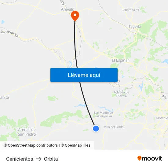 Cenicientos to Orbita map