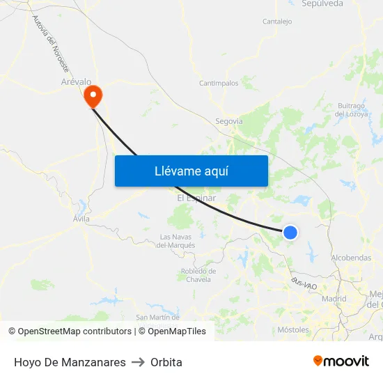 Hoyo De Manzanares to Orbita map