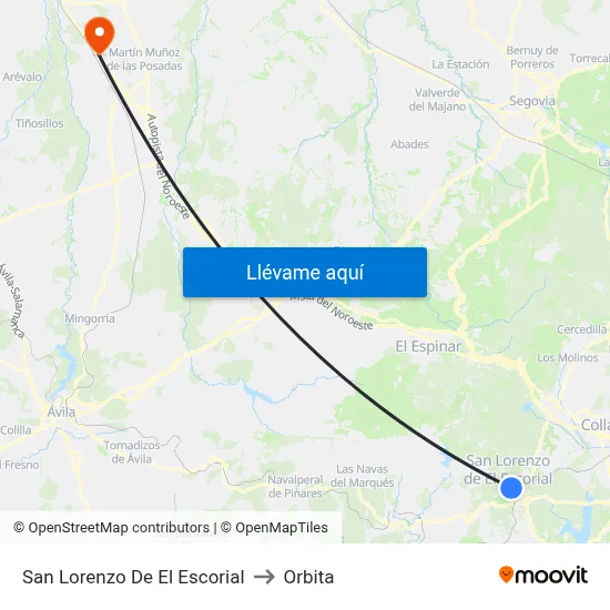 San Lorenzo De El Escorial to Orbita map