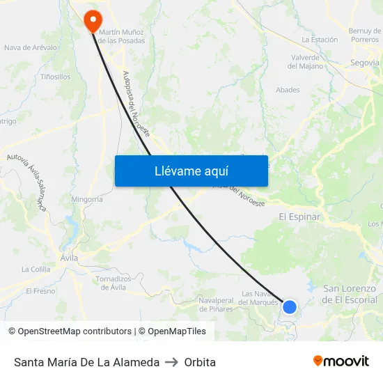 Santa María De La Alameda to Orbita map