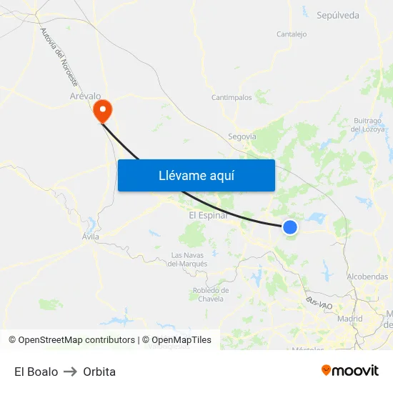 El Boalo to Orbita map