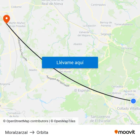 Moralzarzal to Orbita map