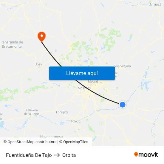 Fuentidueña De Tajo to Orbita map