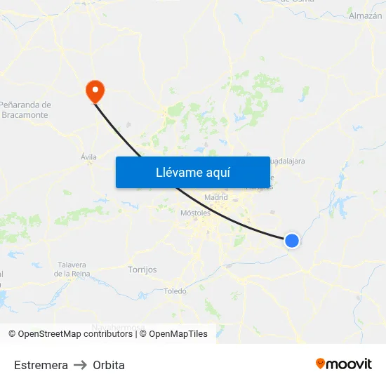 Estremera to Orbita map