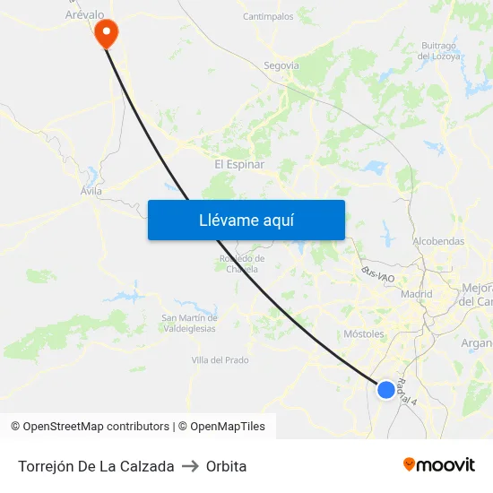 Torrejón De La Calzada to Orbita map