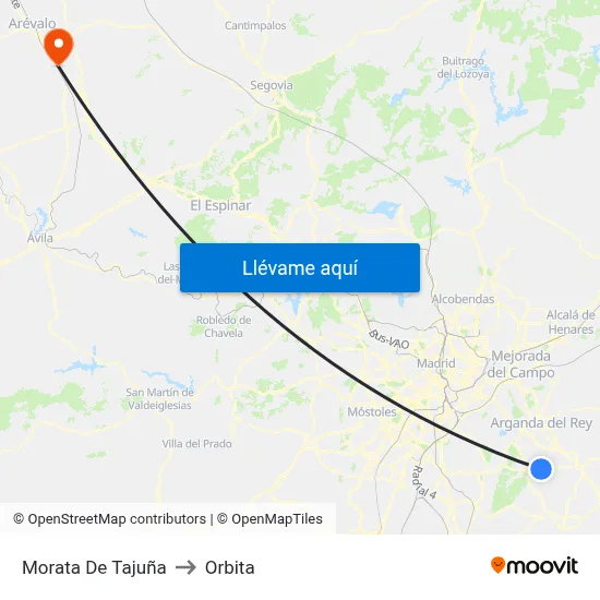 Morata De Tajuña to Orbita map