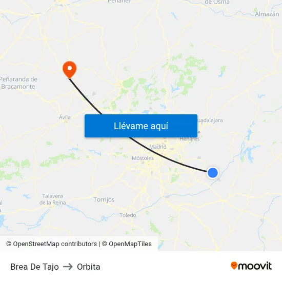Brea De Tajo to Orbita map