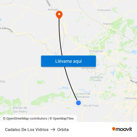 Cadalso De Los Vidrios to Orbita map