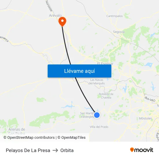Pelayos De La Presa to Orbita map