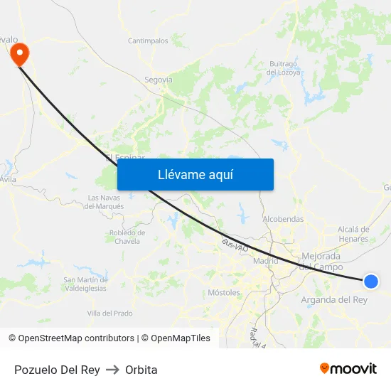 Pozuelo Del Rey to Orbita map