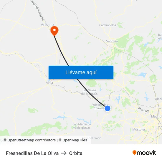 Fresnedillas De La Oliva to Orbita map