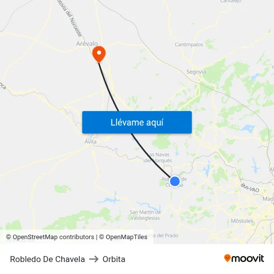 Robledo De Chavela to Orbita map