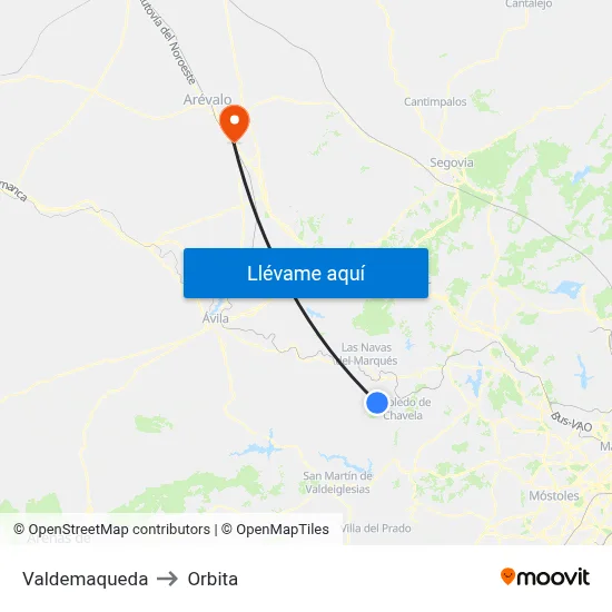 Valdemaqueda to Orbita map