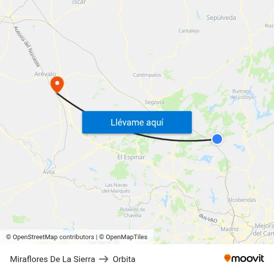 Miraflores De La Sierra to Orbita map