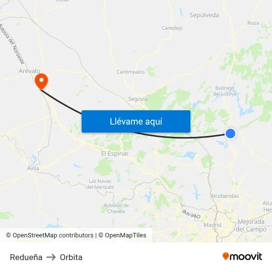Redueña to Orbita map