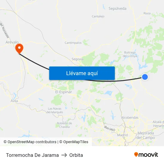 Torremocha De Jarama to Orbita map