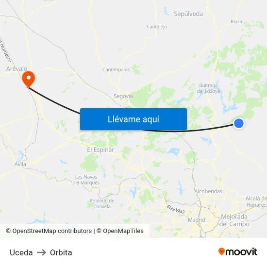 Uceda to Orbita map