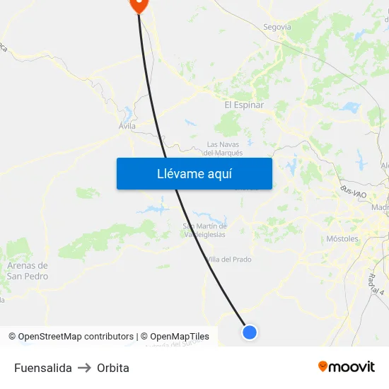 Fuensalida to Orbita map